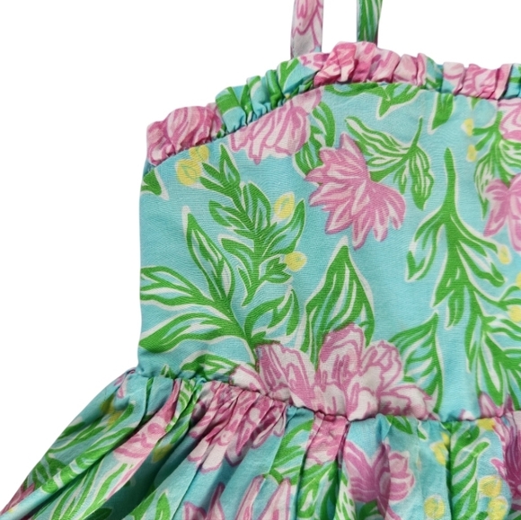 Tommy Bahama Girls Tropical - Hawaiian Linen Dress Pink-Green Sleeveless Size 6 - Picture 4 of 12